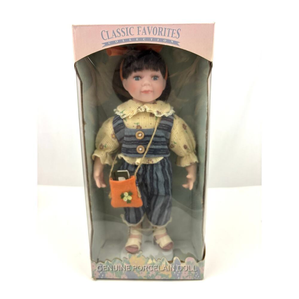 Genuine Porcelain Doll In Box Hand Painted Travel Classic Favorites Collection‎